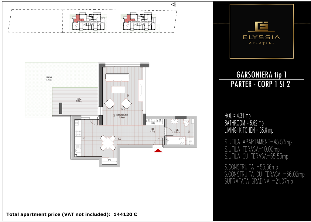 parter garsoniera tip 1